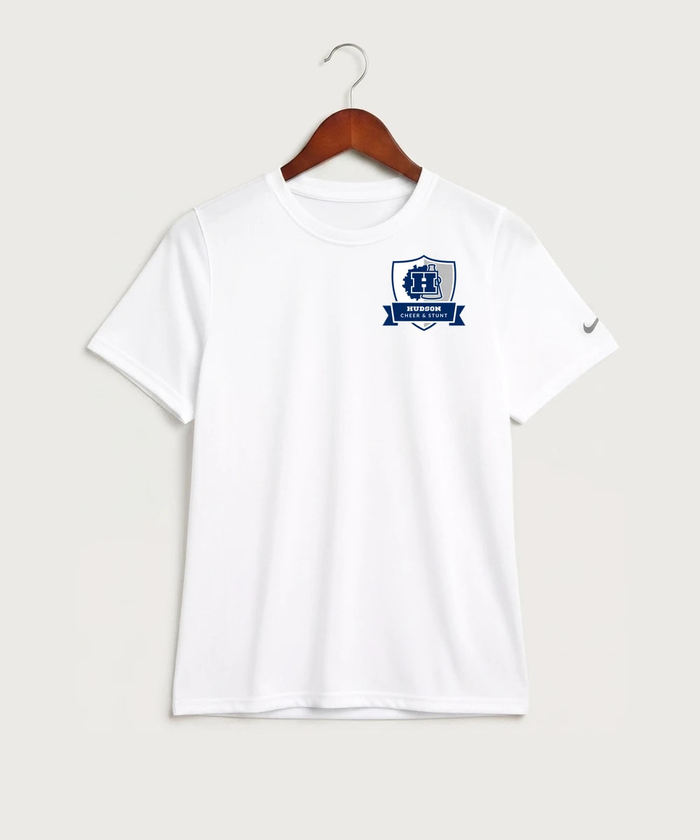 Hudson Cheer & Stunt - White Nike Youth Swoosh Sleeve rLegend Tee NKDX8787