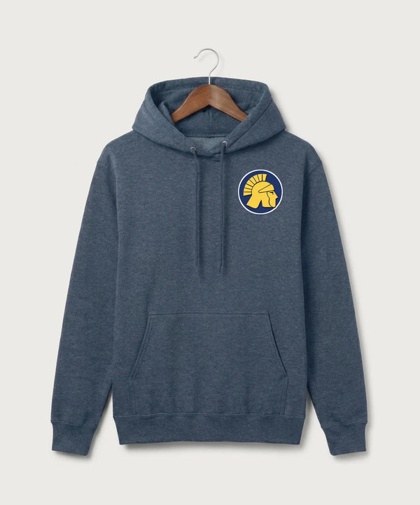 Wausau West High School Cheer - Heather Navy Port & Co Core Fleece Pullover Hooded Sweatshirt. PC78H