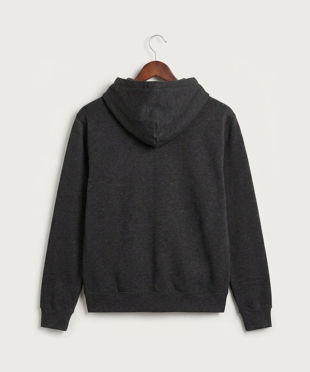 GF E2E Test 02 Track and Field - Black Heather Port & Co Core Fleece Pullover Hooded Sweatshirt. PC78H (back)