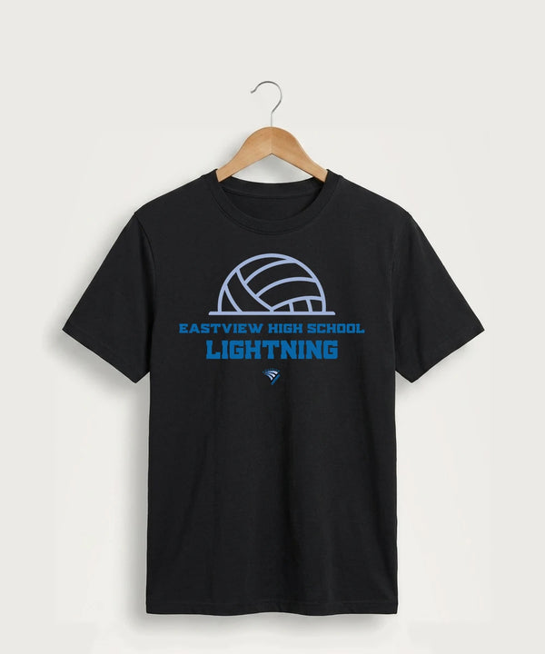 Eastview High School Volleyball (Girls) - Jet Black Port & Co Core Cotton Tee. PC54