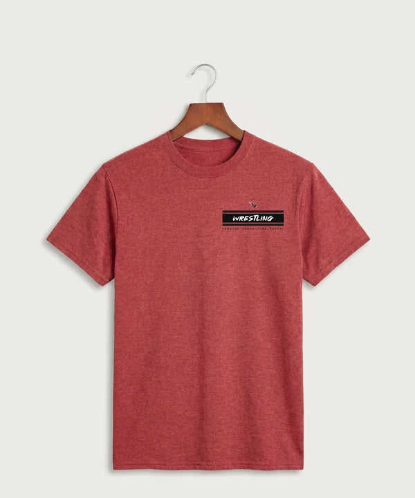 GF E2E Test 01 Wrestling - Heather Red Port & Co Core Cotton Tee. PC54