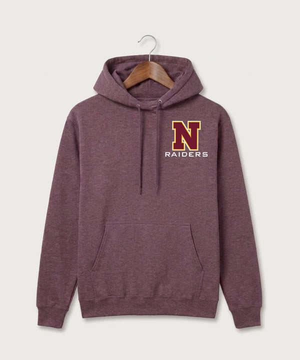 Northfield High School Volleyball (Girls) - Heather Athletic Maroon Port & Co Core Fleece Pullover Hooded Sweatshirt. PC78H