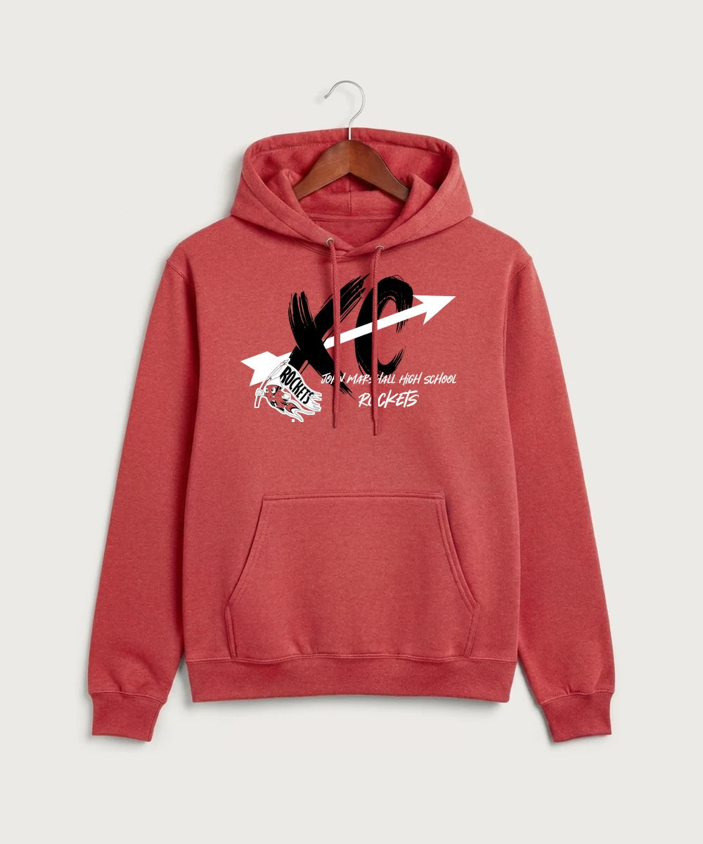 John Marshall High School Cross Country (Coed) - Heather Red Port & Co Core Fleece Pullover Hooded Sweatshirt. PC78H