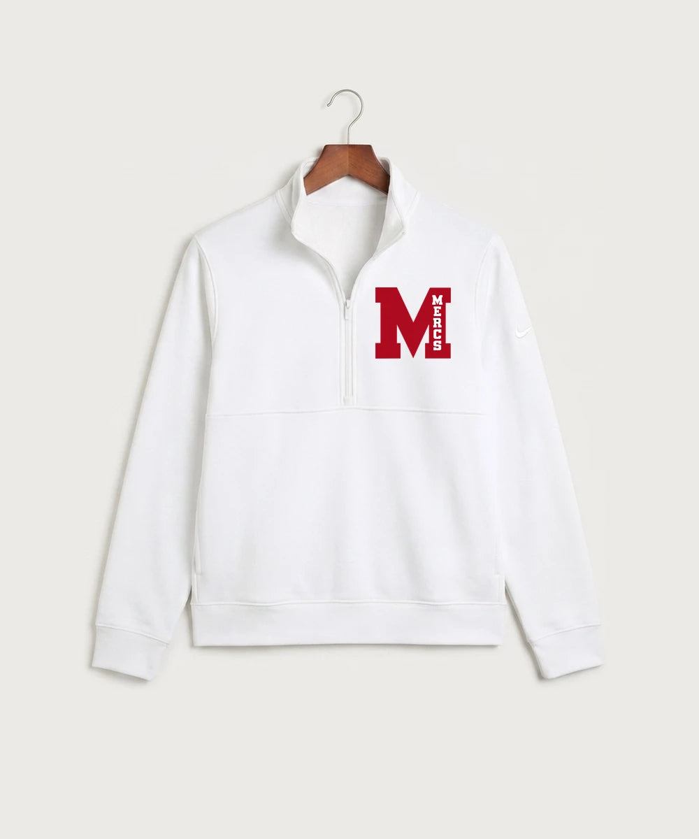 Mcgregor High School Football (Boys) - White Nike Club Fleece Sleeve Swoosh 1/2-Zip NKDX6718