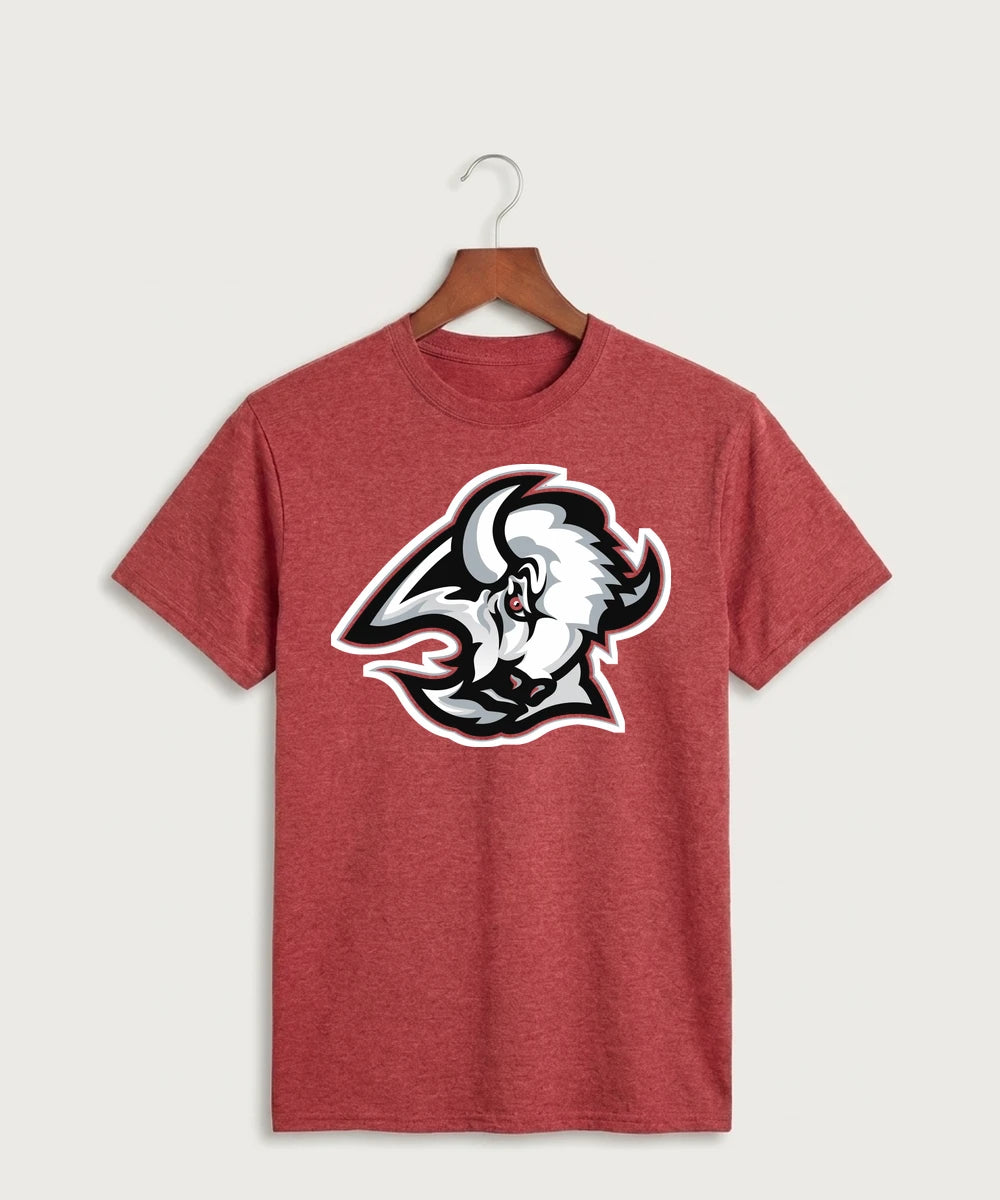 Buffalo High School Football (Boys) - Heather Red Port & Co Core Cotton Tee. PC54