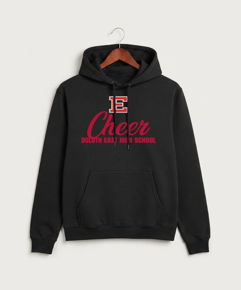 Duluth East High School Cheer (Coed) - Jet Black Port & Co Core Fleece Pullover Hooded Sweatshirt. PC78H