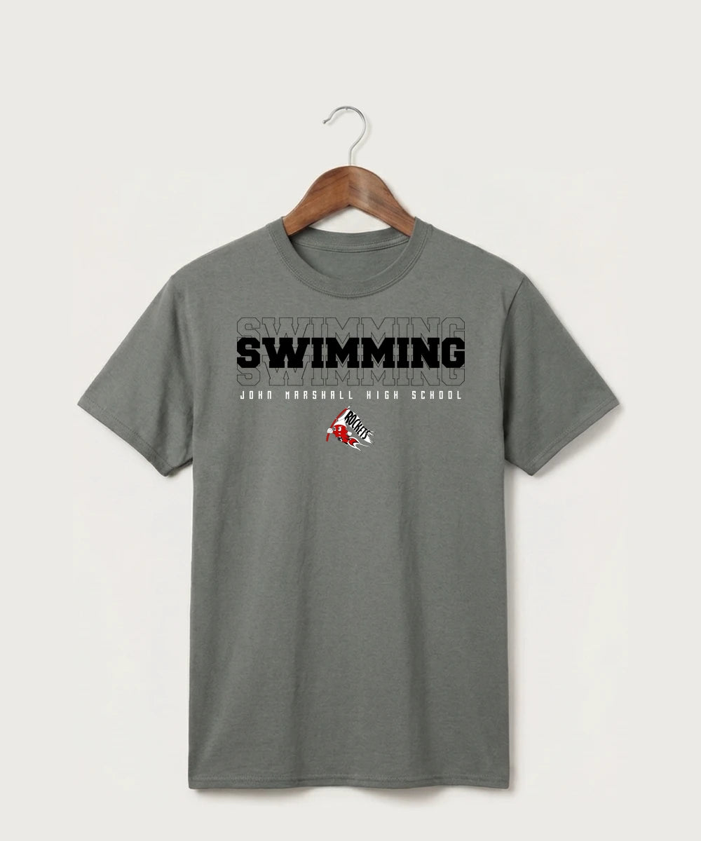 John Marshall High School Swimming (Girls) - Medium Grey Port & Co Core Cotton Tee. PC54