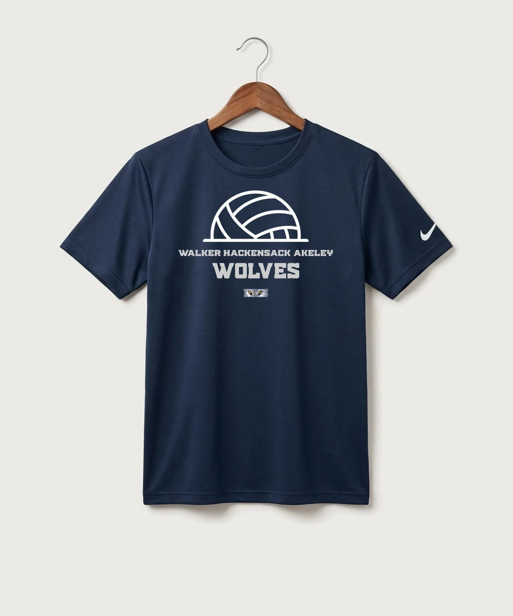 Walker Hackensack Akeley Volleyball (Girls) - College Navy Nike Youth Swoosh Sleeve rLegend Tee NKDX8787