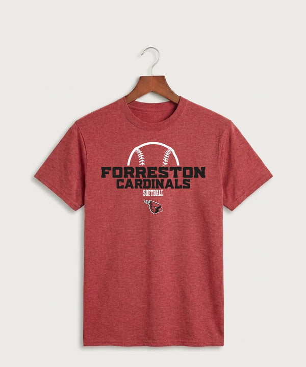 Forreston Softball - Heather Red Port & Co Core Cotton Tee. PC54