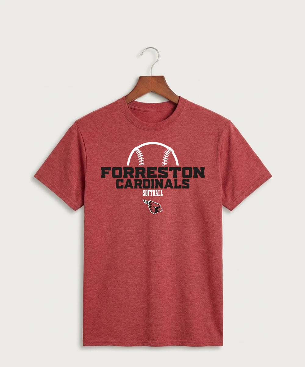 Forreston Softball - Heather Red Port & Co Core Cotton Tee. PC54