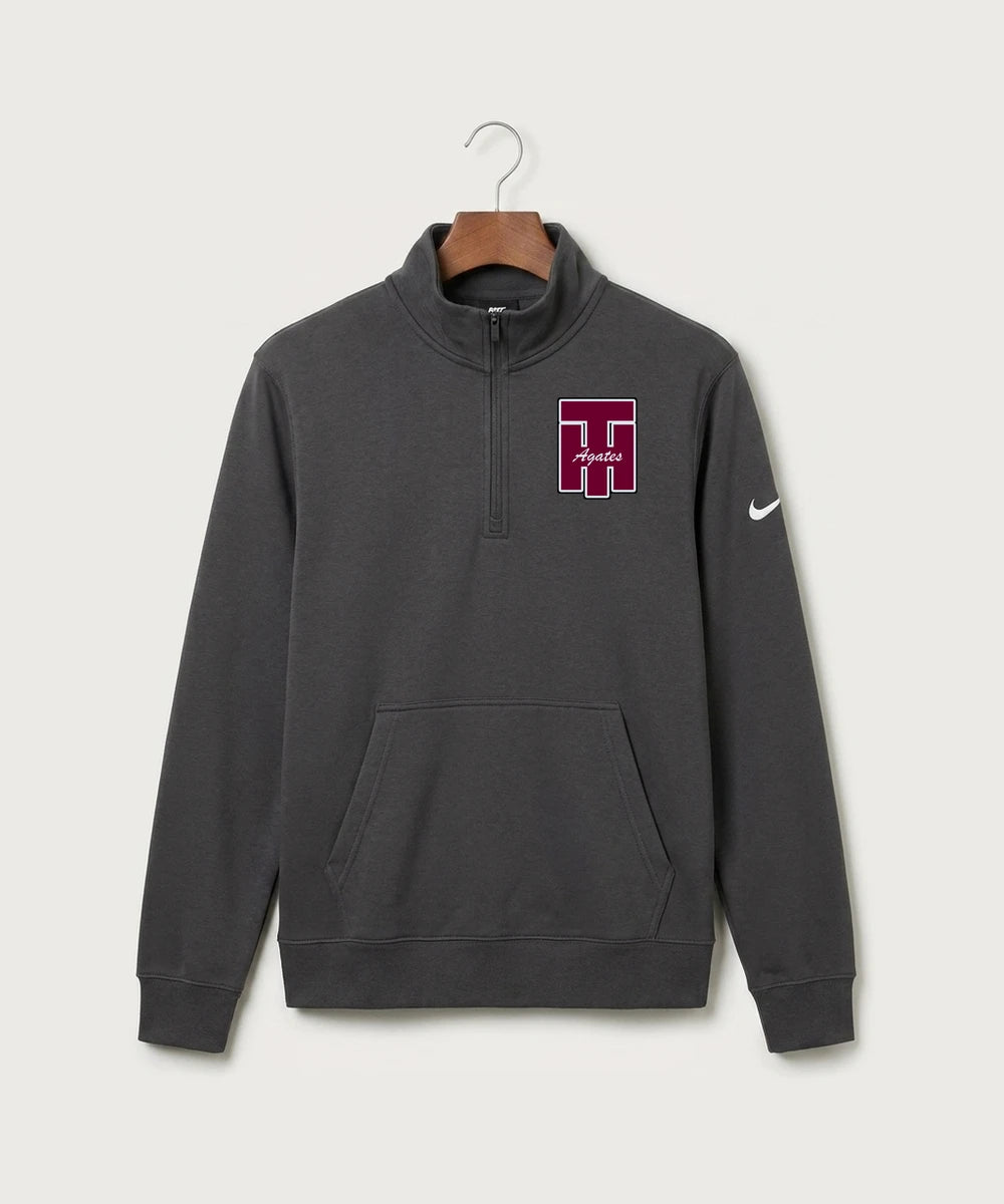 Two Harbors High School Football (Boys) - Anthracite Nike Club Fleece Sleeve Swoosh 1/2-Zip NKDX6718