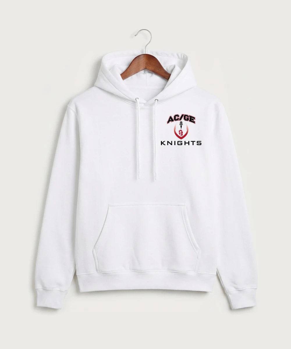 Alden-Conger-Glenville Emmons High School Football (Boys) - White Port & Co Core Fleece Pullover Hooded Sweatshirt. PC78H