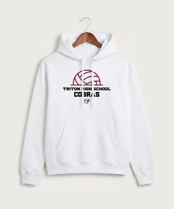 Triton High School Volleyball (Girls) - White Port & Co Core Fleece Pullover Hooded Sweatshirt. PC78H