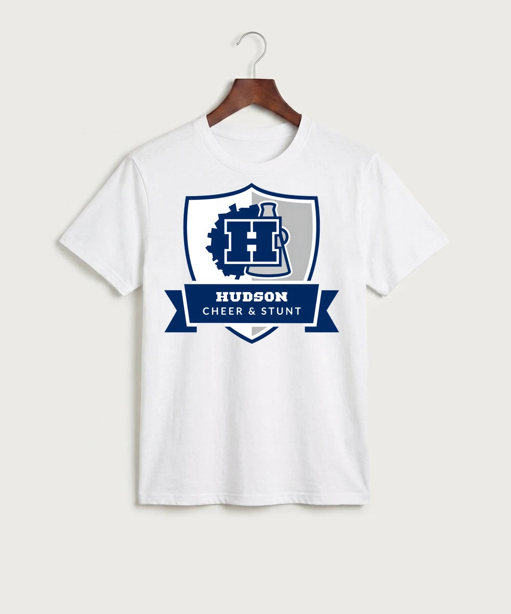 Hudson Cheer & Stunt - White Port & Co Core Cotton Tee. PC54
