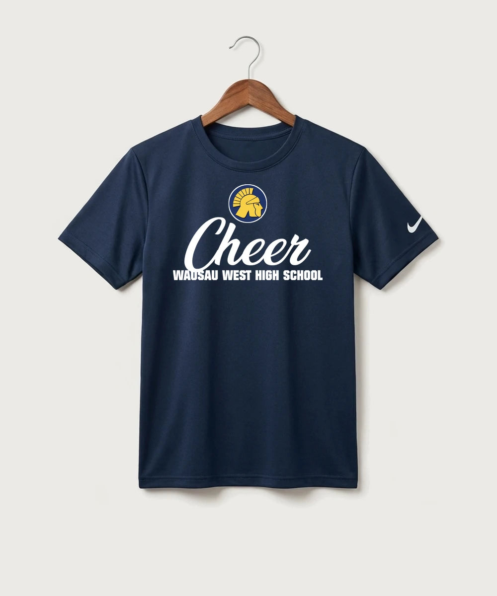 Wausau West High School Cheer - College Navy Nike Youth Swoosh Sleeve rLegend Tee NKDX8787