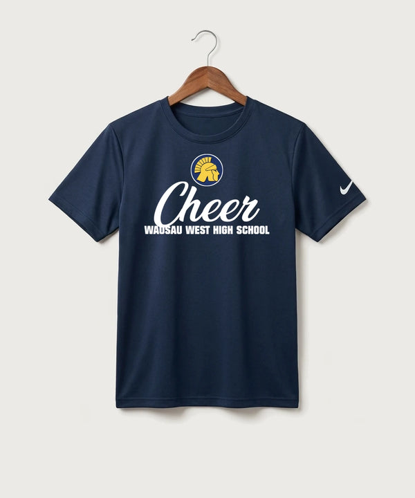 Wausau West High School Cheer - College Navy Nike Youth Swoosh Sleeve rLegend Tee NKDX8787