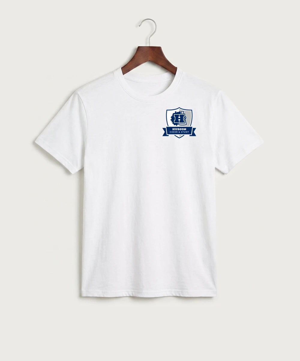 Hudson Cheer & Stunt - White Port & Co Core Cotton Tee. PC54