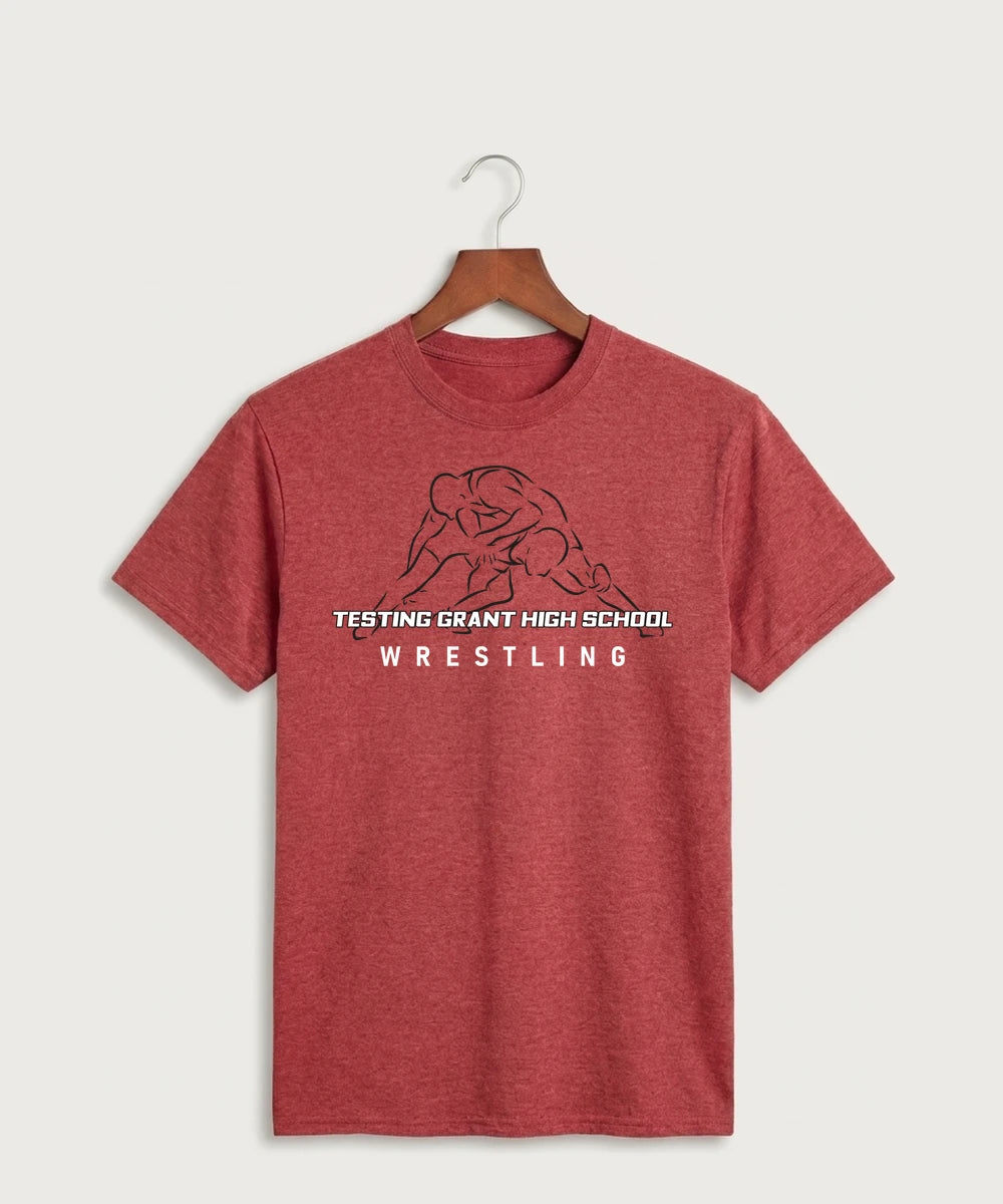 GF E2E Test 01 Wrestling - Heather Red Port & Co Core Cotton Tee. PC54