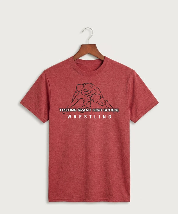 GF E2E Test 01 Wrestling - Heather Red Port & Co Core Cotton Tee. PC54