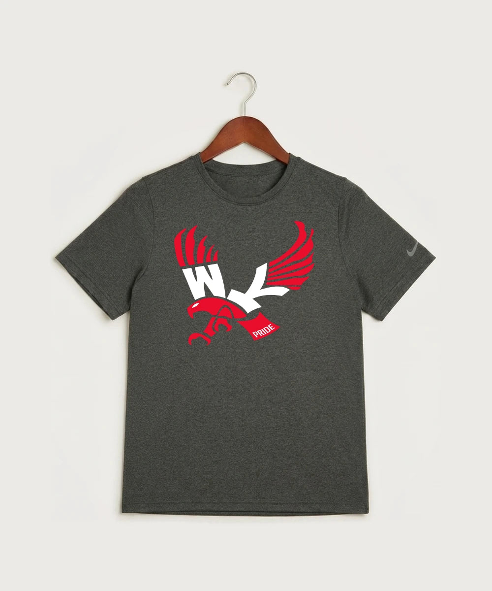 Wabasha Kellogg High School Volleyball (Girls) - Dark Smoke Heather Nike Youth Swoosh Sleeve rLegend Tee NKDX8787