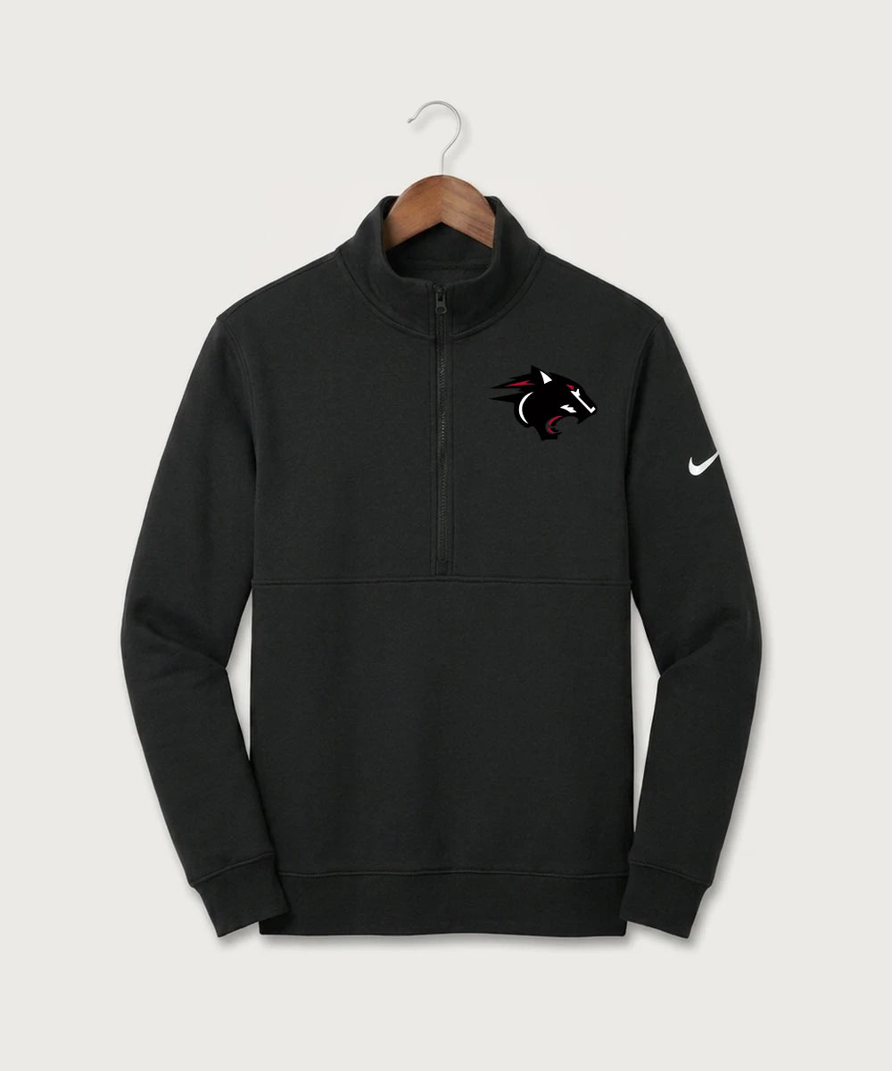 Nrheg Panthers High School Football (Boys) - Black Nike Club Fleece Sleeve Swoosh 1/2-Zip NKDX6718
