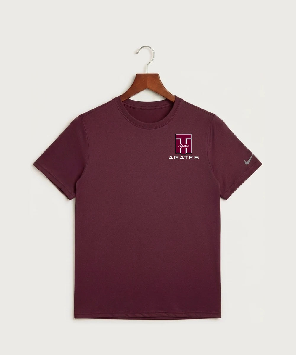 Two Harbors High School Football (Boys) - Deep Maroon Nike Swoosh Sleeve rLegend Tee NKDX8730