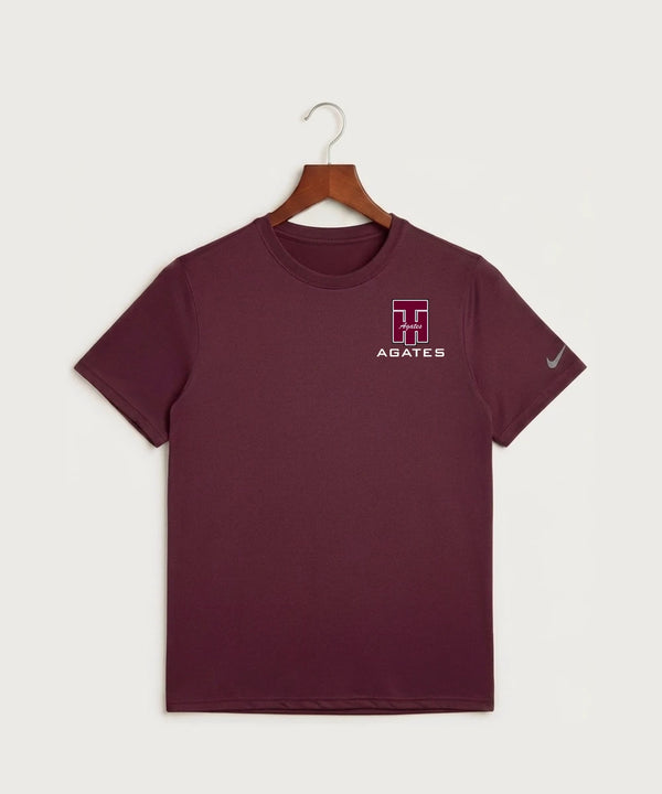 Two Harbors High School Football (Boys) - Deep Maroon Nike Swoosh Sleeve rLegend Tee NKDX8730