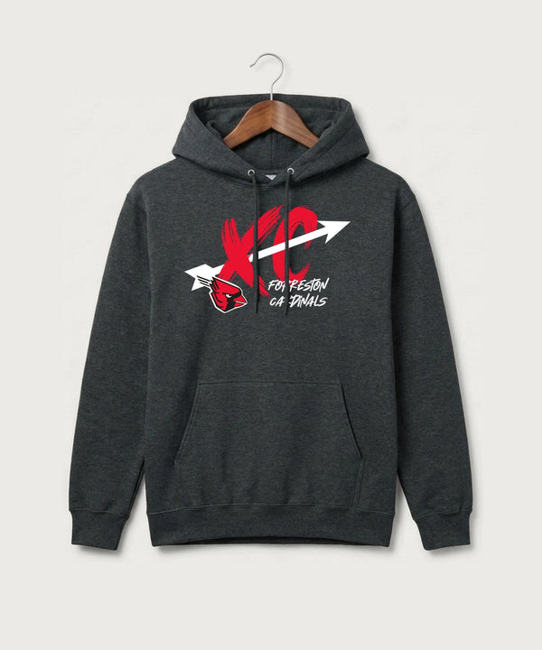 Forreston Cross Country - Black Heather Port & Co Core Fleece Pullover Hooded Sweatshirt. PC78H