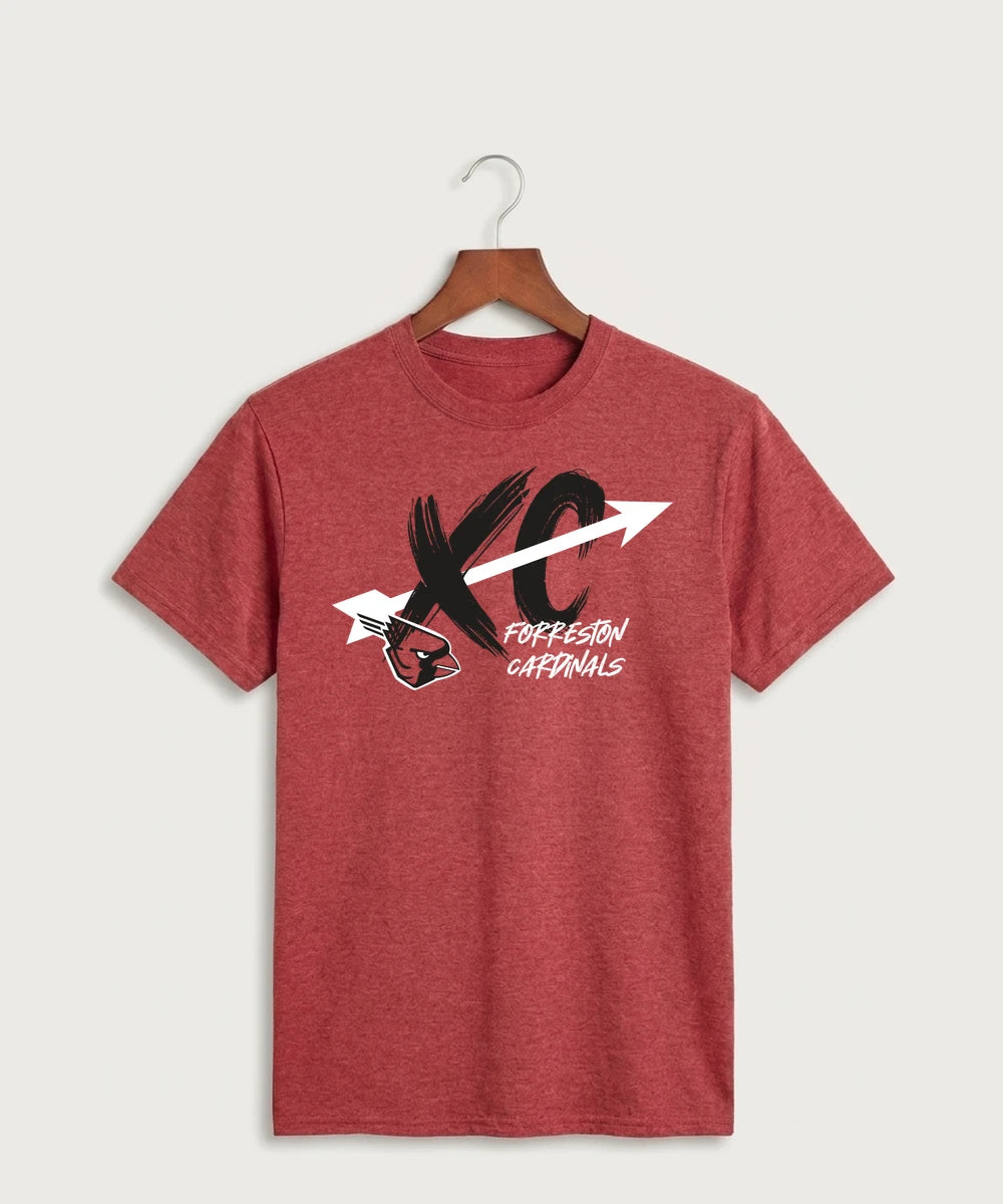 Forreston Cross Country - Heather Red Port & Co Core Cotton Tee. PC54