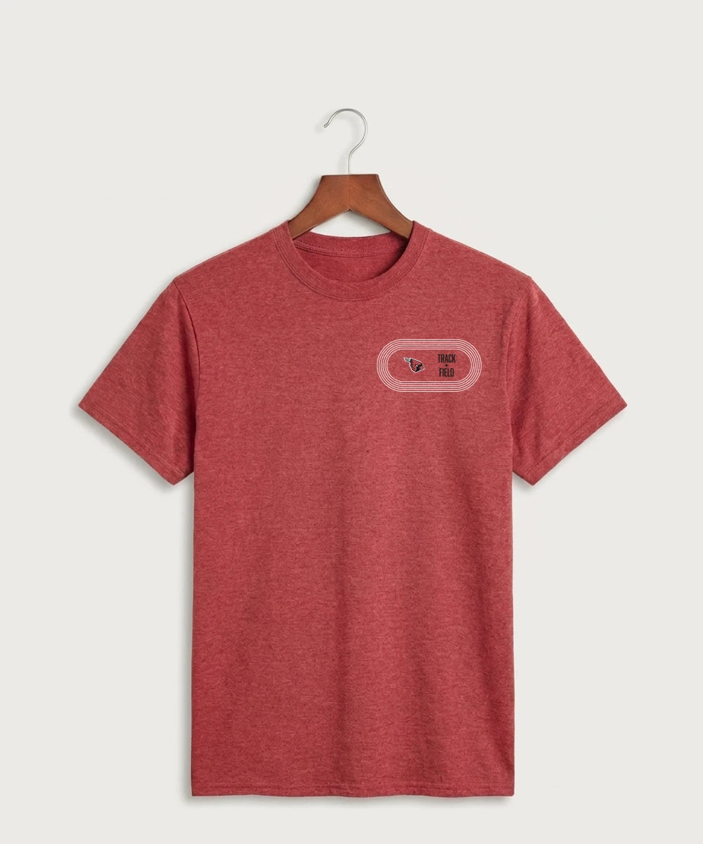 GF E2E Test 02 Track and Field - Heather Red Port & Co Core Cotton Tee. PC54