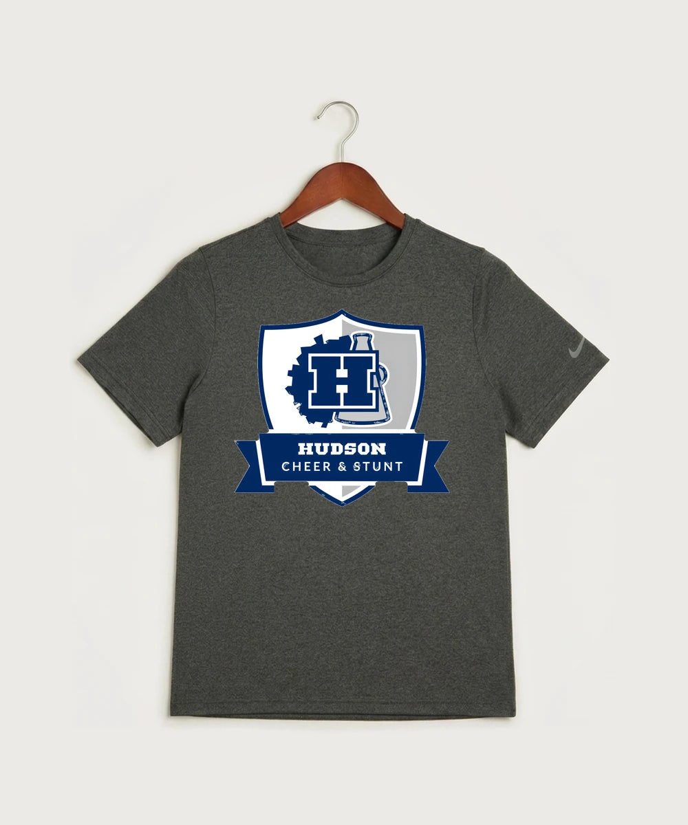 Hudson Cheer & Stunt - Dark Smoke Heather Nike Youth Swoosh Sleeve rLegend Tee NKDX8787
