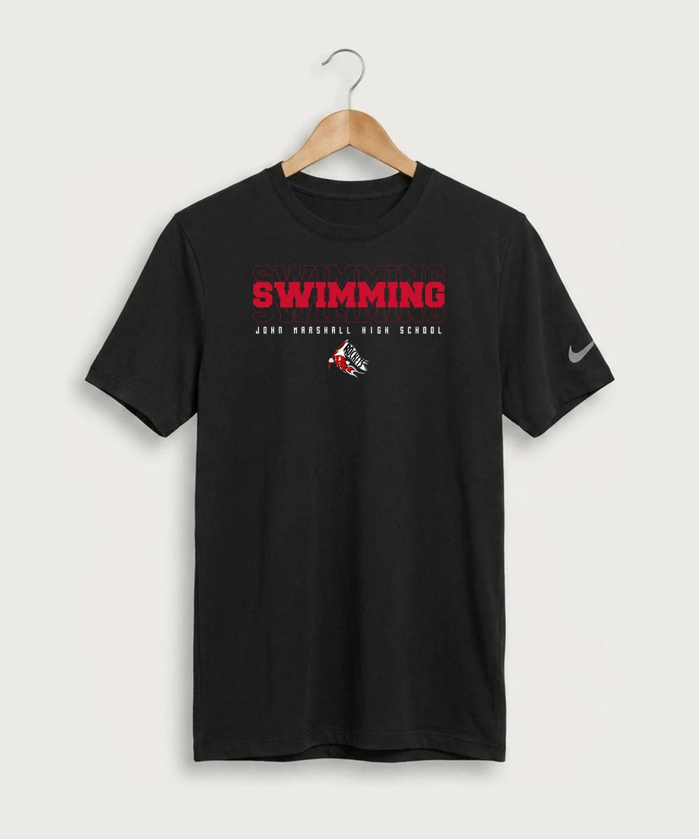 John Marshall High School Swimming (Girls) - Black Nike Swoosh Sleeve rLegend Tee NKDX8730