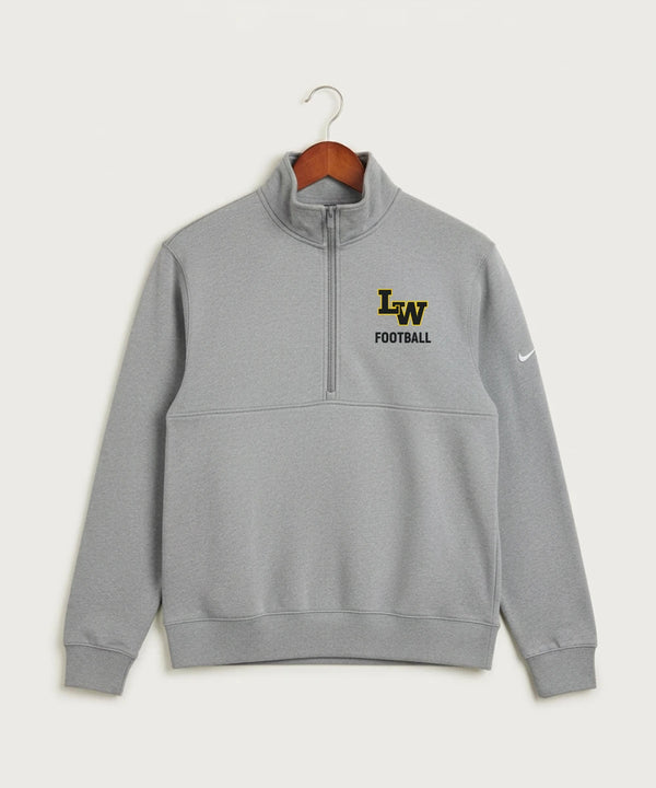 Le-Win Football - Dark Grey Heather Nike Club Fleece Sleeve Swoosh 1/2-Zip NKDX6718