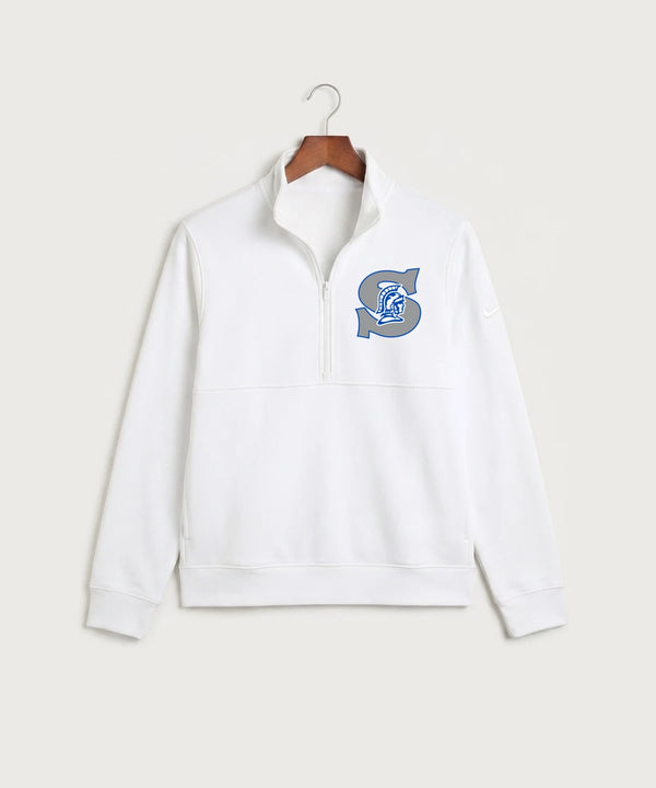 Southwest Football - White Nike Club Fleece Sleeve Swoosh 1/2-Zip NKDX6718
