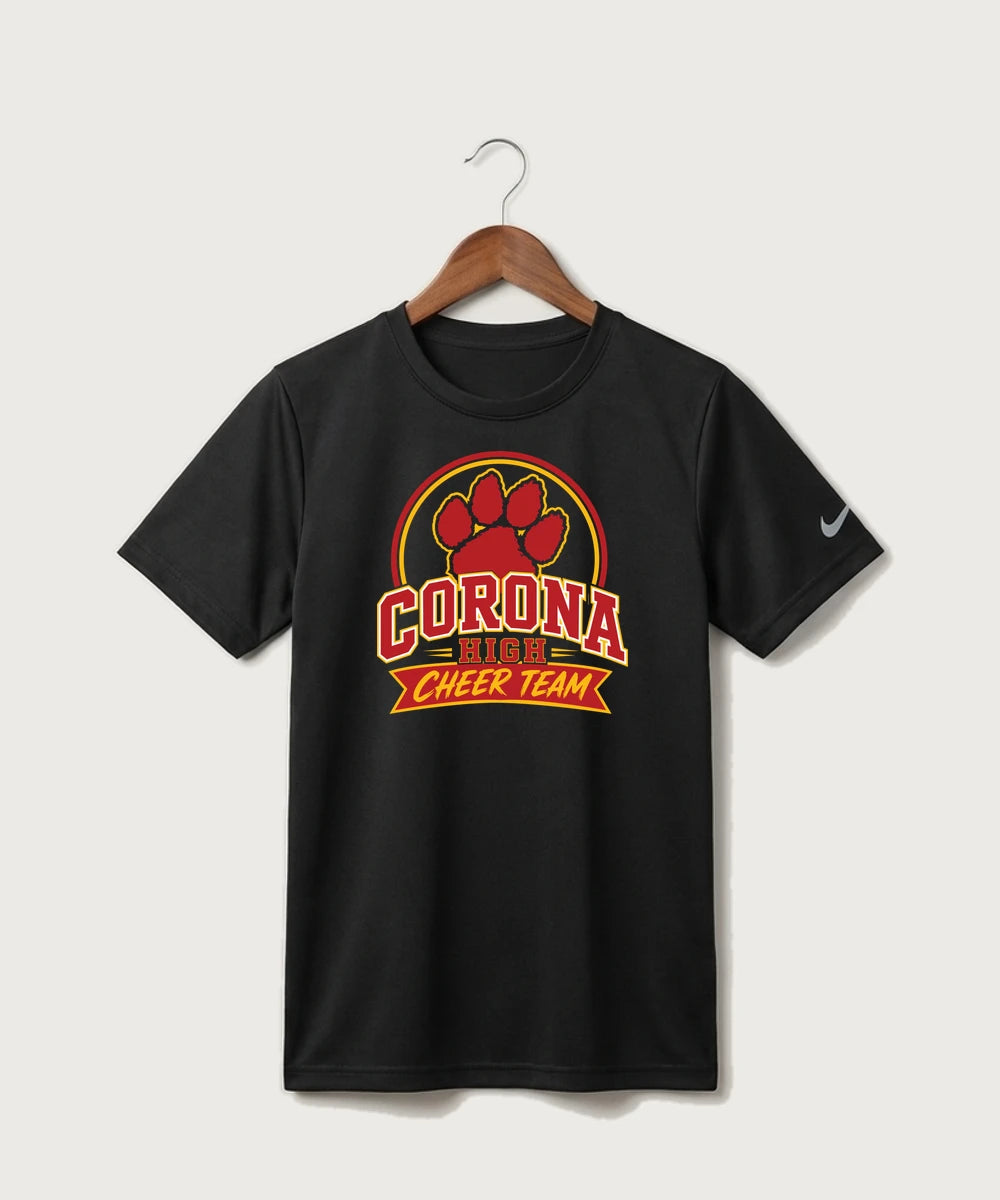 Corona Senior High School Cheer - Black Nike Youth Swoosh Sleeve rLegend Tee NKDX8787