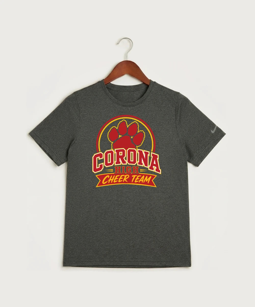 Corona Senior High School Cheer - Dark Smoke Heather Nike Youth Swoosh Sleeve rLegend Tee NKDX8787