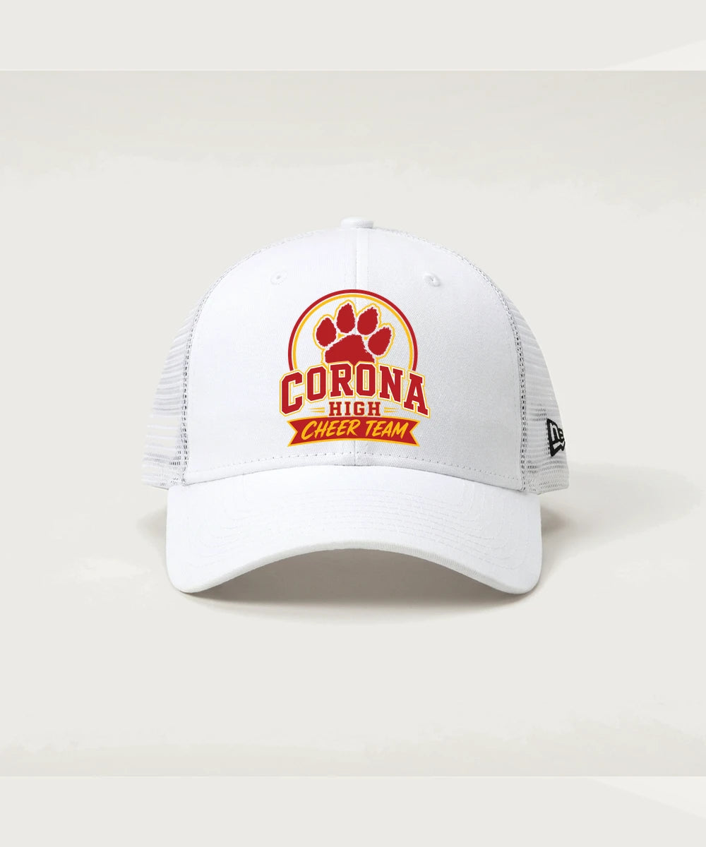 Corona Senior High School Cheer - Flag White/ White New Era - Stretch Mesh Cap. NE1020