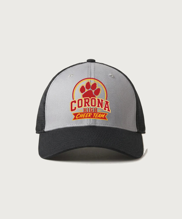 Corona Senior High School Cheer - Grey/ Black New Era - Stretch Mesh Cap. NE1020