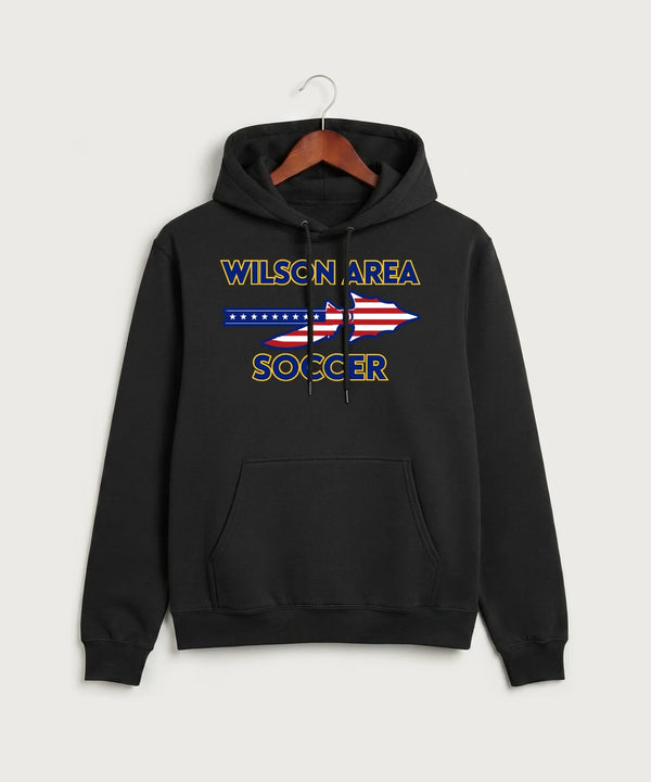 Wilson Area School Soccer Soccer - Jet Black Port & Co Core Fleece Pullover Hooded Sweatshirt. PC78H