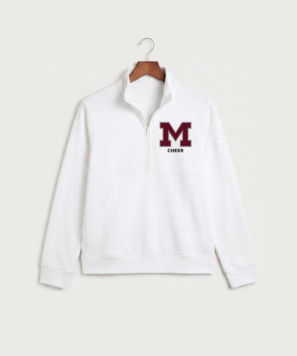 Moline Cheer general - White Nike Club Fleece Sleeve Swoosh 1/2-Zip NKDX6718