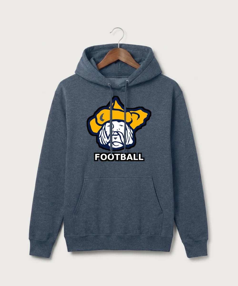 Polo HS Football general - Heather Navy Port & Co Core Fleece Pullover Hooded Sweatshirt. PC78H