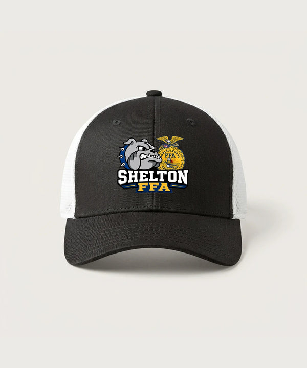 Shelton High School FFA general - Black/ White New Era - Stretch Mesh Cap. NE1020