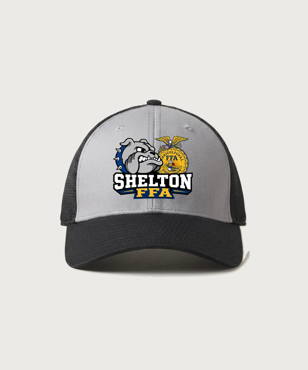 Shelton High School FFA general - Grey/ Black New Era - Stretch Mesh Cap. NE1020