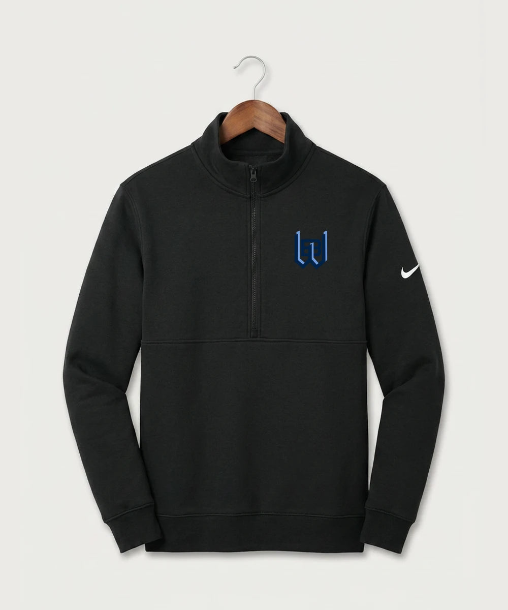 West Bend West High School Football - Black Nike Club Fleece Sleeve Swoosh 1/2-Zip NKDX6718