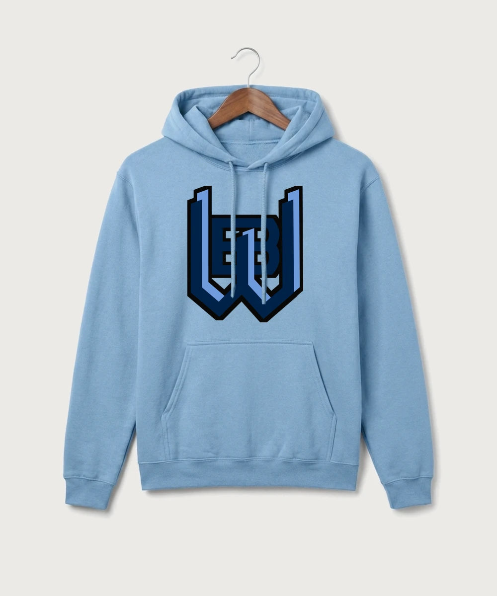 West Bend West High School Football - Tundra Blue Port & Co Core Fleece Pullover Hooded Sweatshirt. PC78H