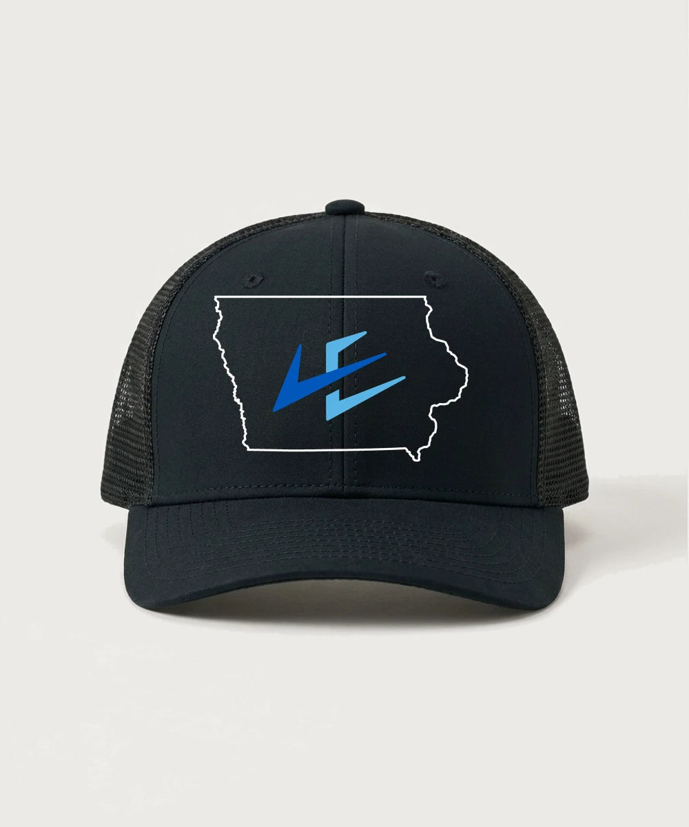 Leading Edge Iowa Team Store - Black/ Black Sport-Tek Club Trucker Cap STC46