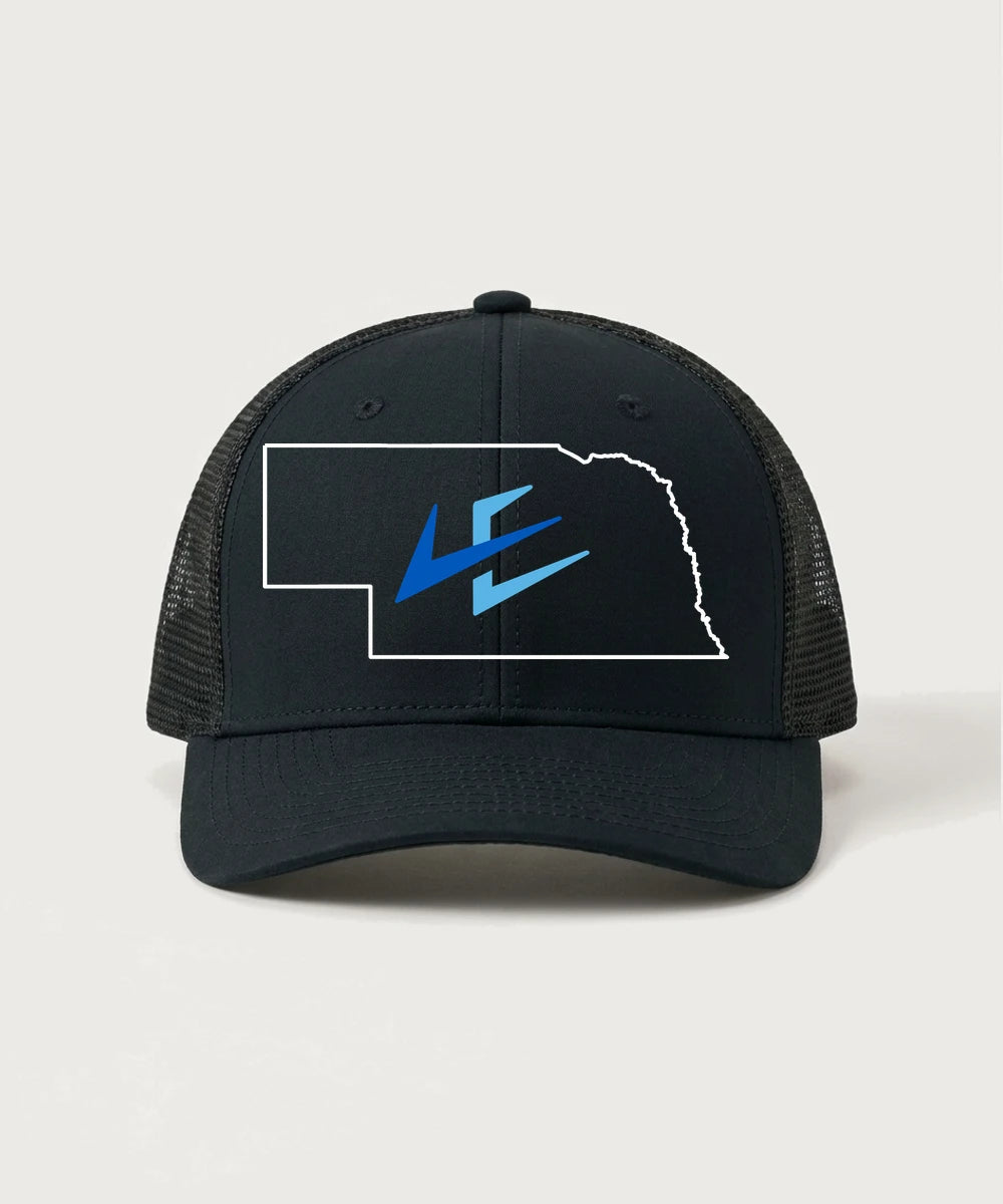 Leading Edge Nebraska Team Store - Black/ Black Sport-Tek Club Trucker Cap STC46