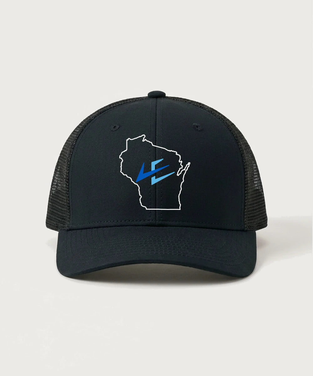 Leading Edge Wisconsin Team Store - Black/ Black Sport-Tek Club Trucker Cap STC46