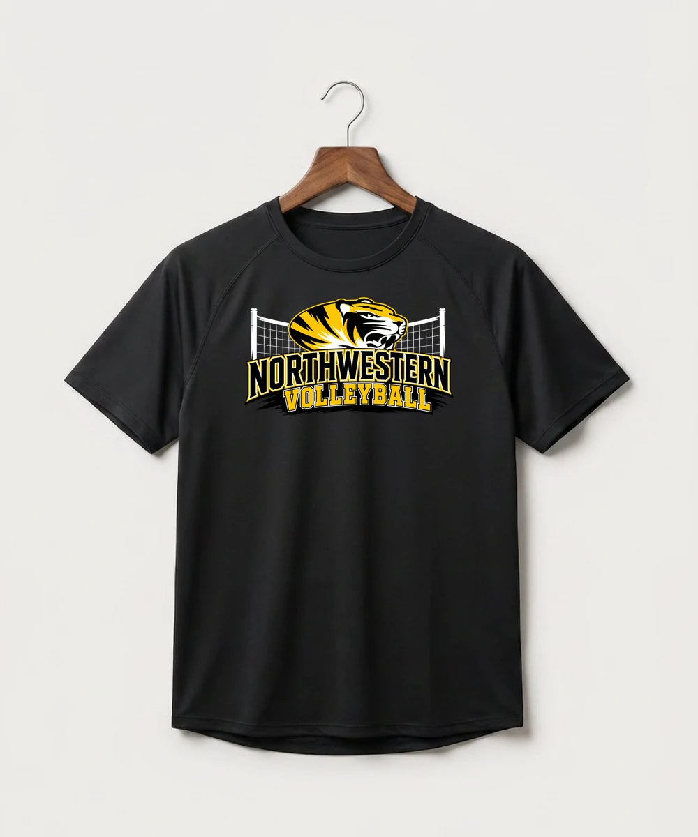 Northwestern Volleyball - Black Tee - Full Front