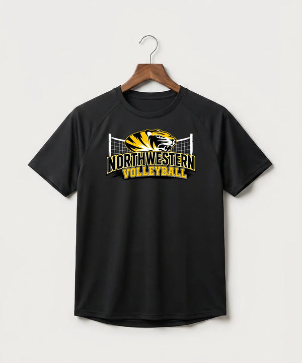Northwestern Volleyball - Black Tee - Full Front